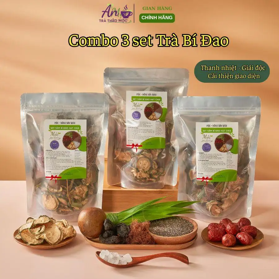 [Combo 3 và 5 Set] Trà Sâm Bí Đao Hạt Chia (1 Set nấu 10 lít) Thanh Nhiệt, Mát gan - Mộc - Nông Sản Sạch